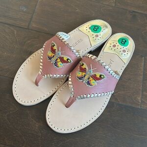 Jack Rogers Jacks Classic Thong Butterfly Whipstitch Sandals Size 8 New